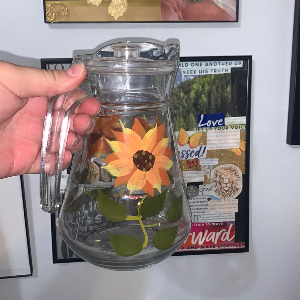 Glass Sunflower Pitcher